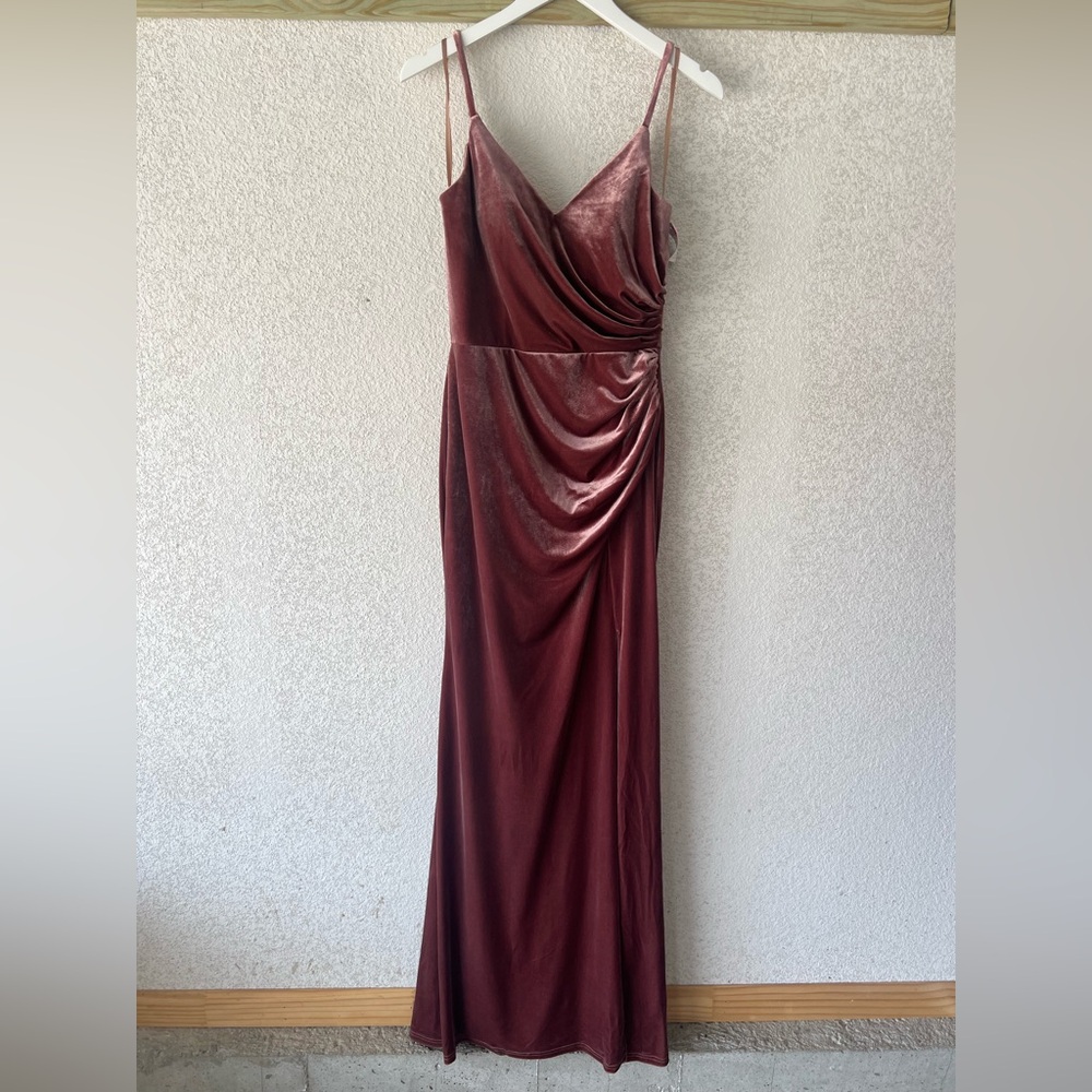 Revelry Red Ruched Maxi Gown for Wedding Guest